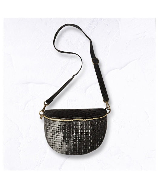 Genuine leather basket weave bag