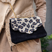 Genuine leather leopard print chain bag