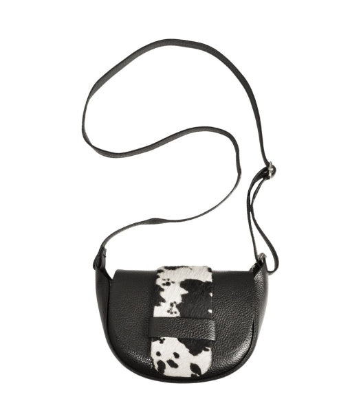 Genuine leather cow print bucket bag
