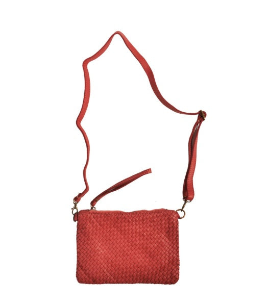 Genuine leather basket weave bag