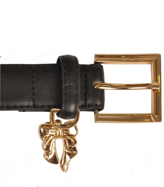 Bow charm square buckle belt 