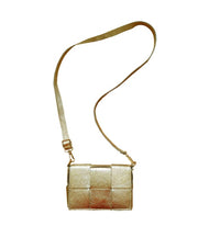 Genuine leather woven box clutch bag