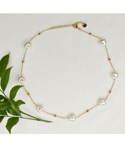 Mulit heart pearl chain necklace 