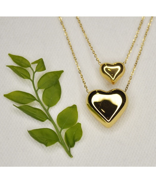 Double heart pendant necklace 