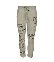 Sequin studded word print pants