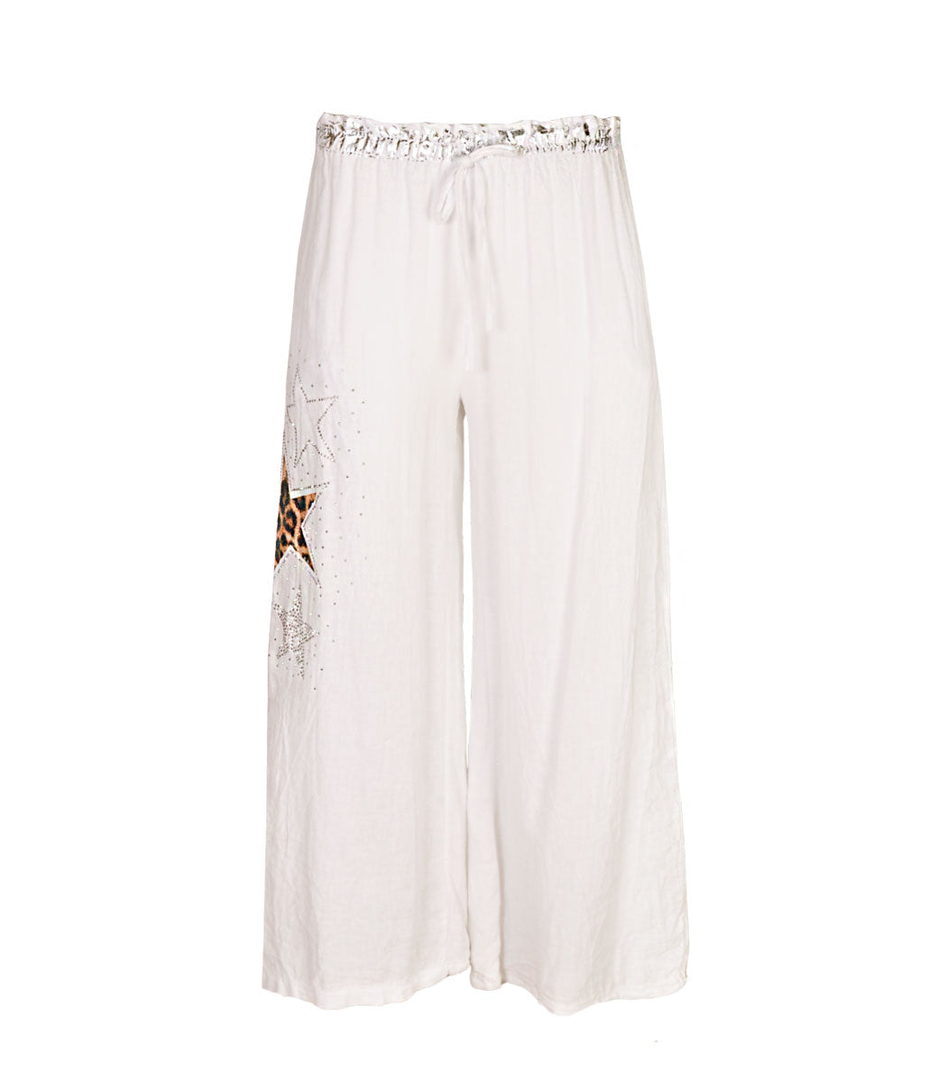 Diamante animal print star palazzo pants