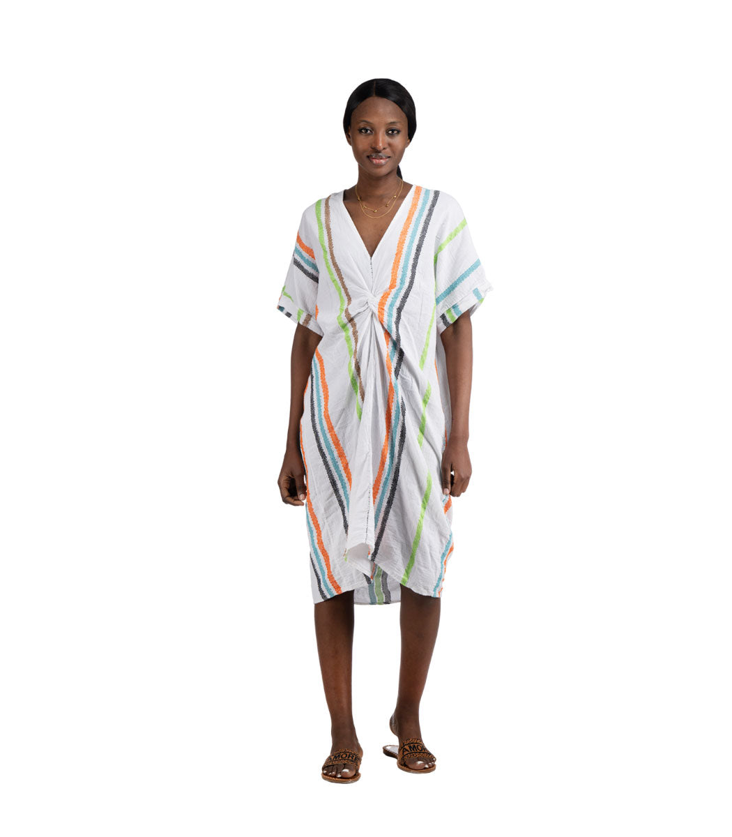 Front knot striped dress