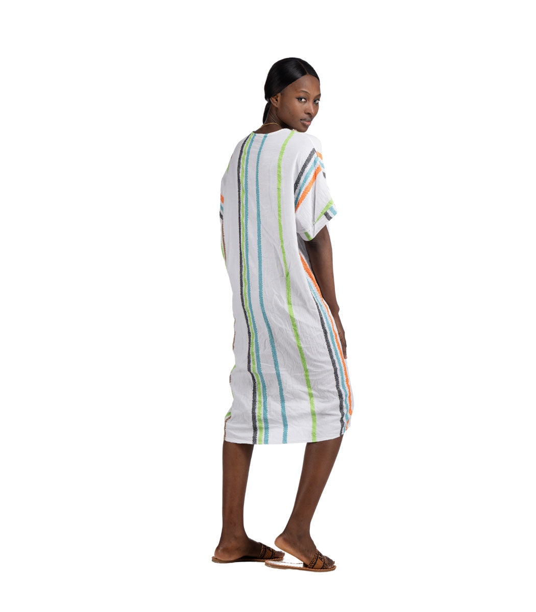 Front knot striped dress