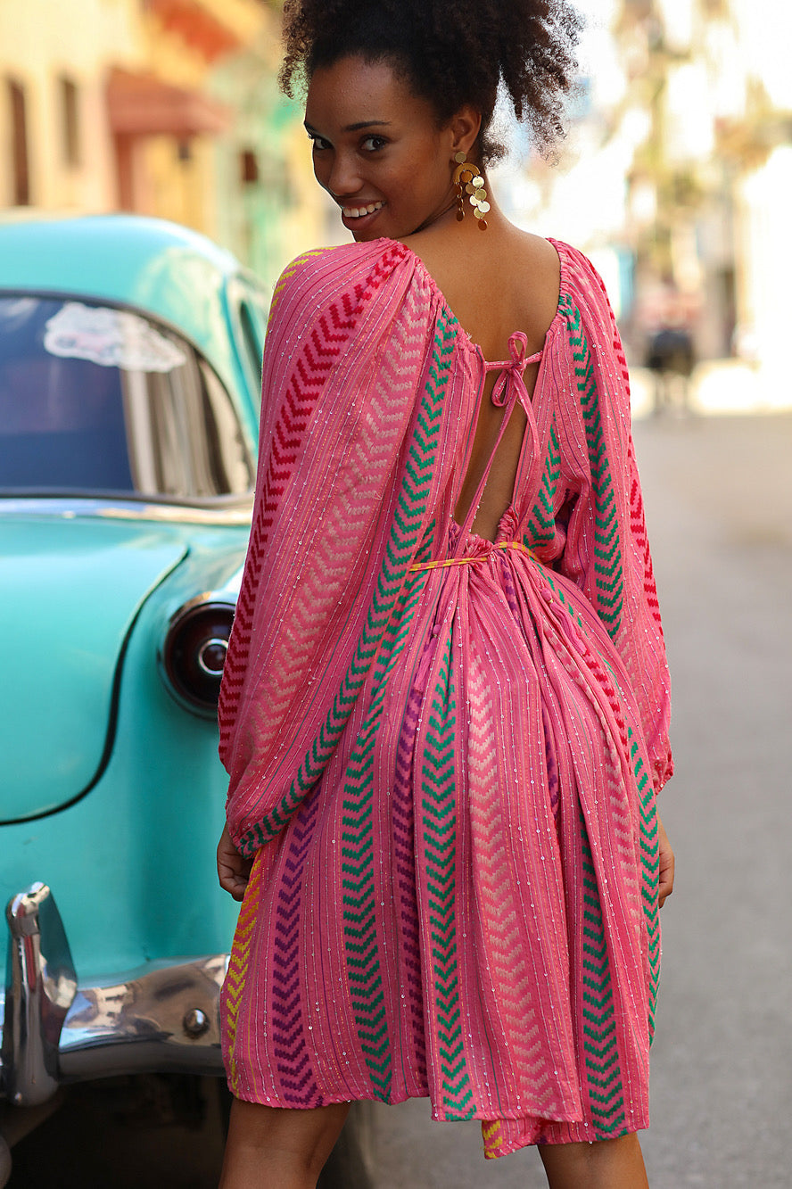 Back tie sequin dress