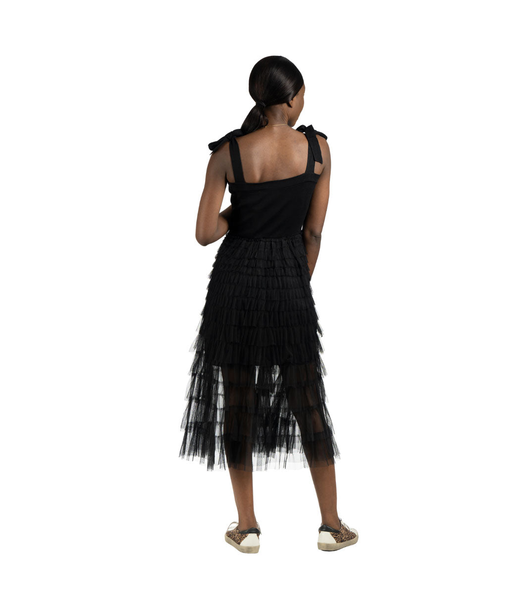 Mesh knit tiered dress