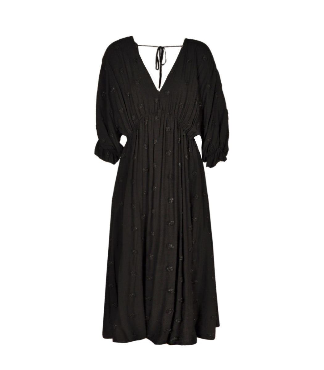 Flocked dots lurex dress