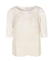 3/4 sleeve embroidered sequin top
