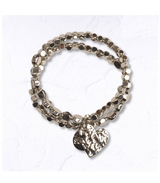 Heart charm beaded bracelet