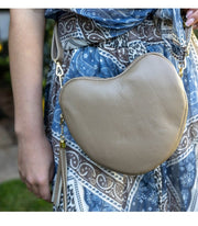 Genuine leather heart shaped bag