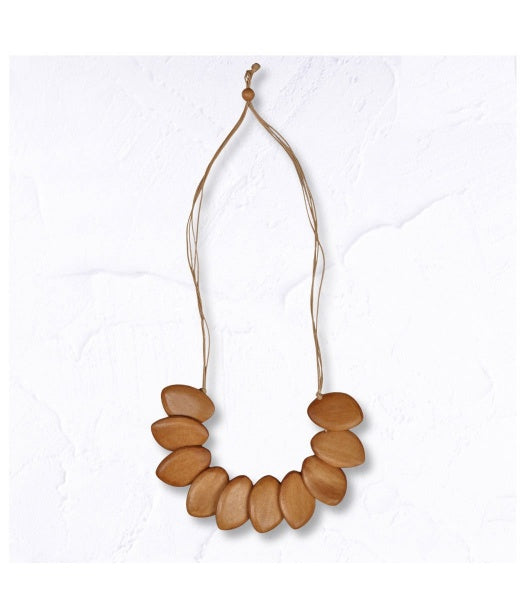 Wooden oblong disc necklace