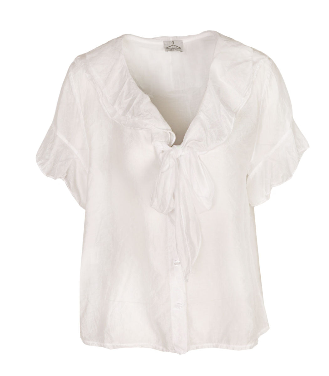 Bow collar frill blouse