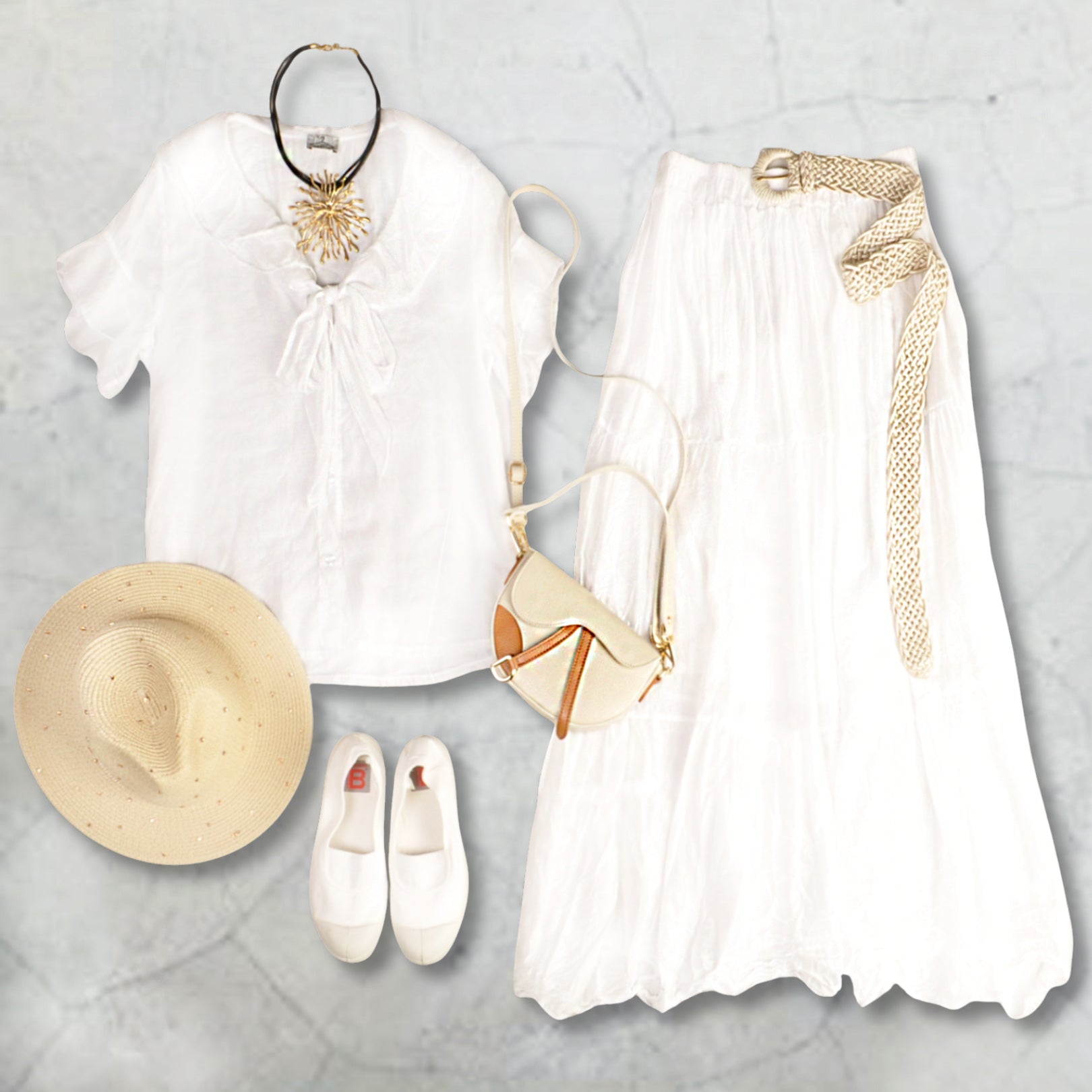 Bow collar frill blouse