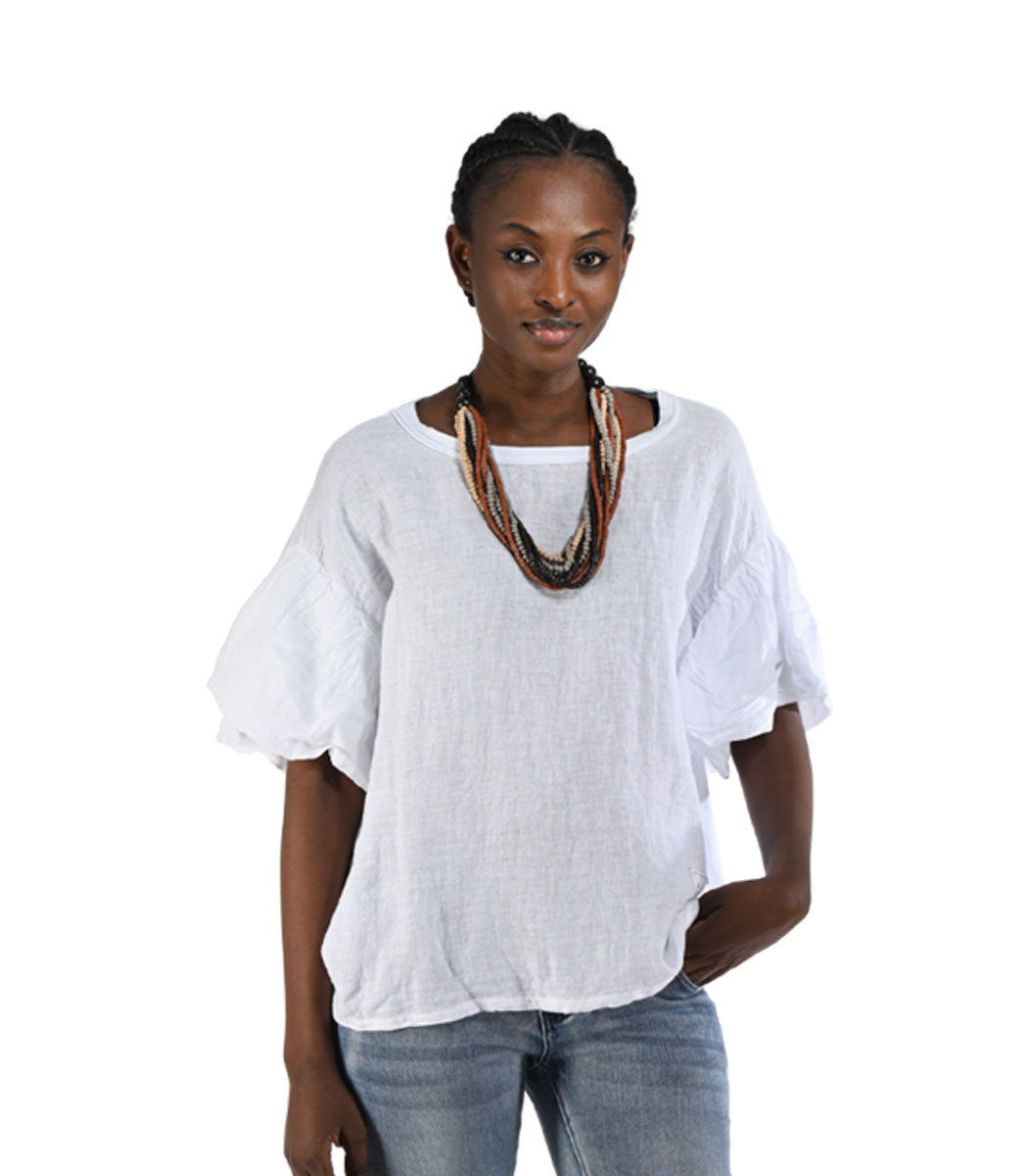 2-Textured bubble sleeve top