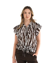 Tiger print cap sleeve shirt