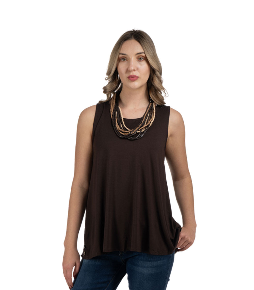 Button detail swing tank top