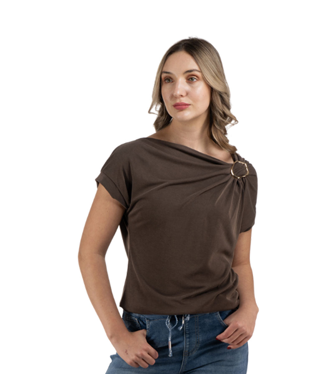 Gold buckle ribbed top