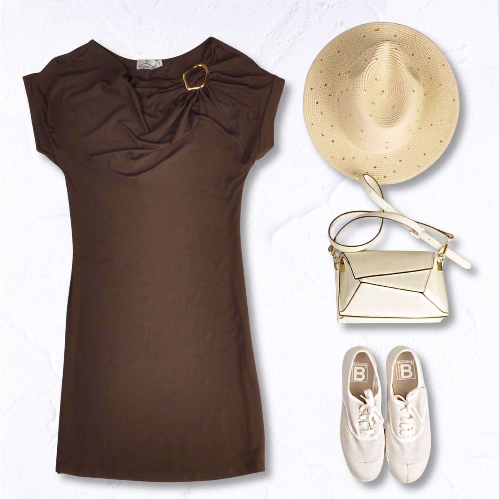 Gold buckle t-shirt dress