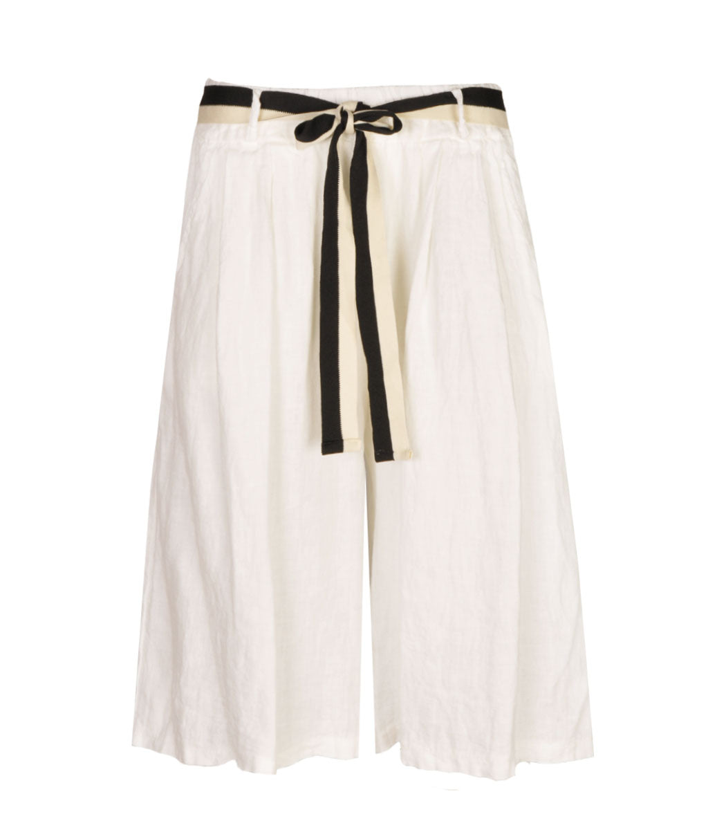 100% Linen stripe belt culottes