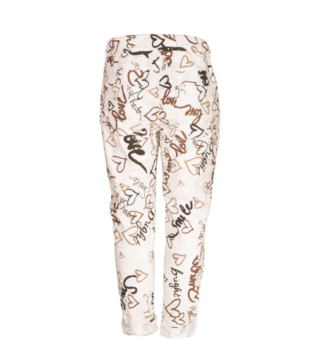 Multi heart word print pants