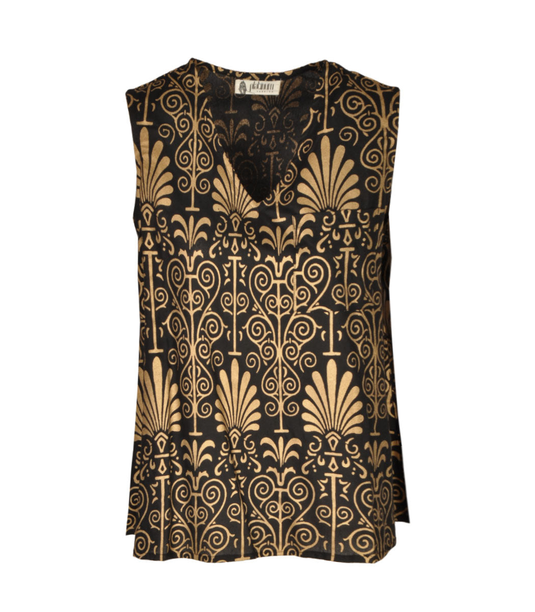 Heraldic fan print top