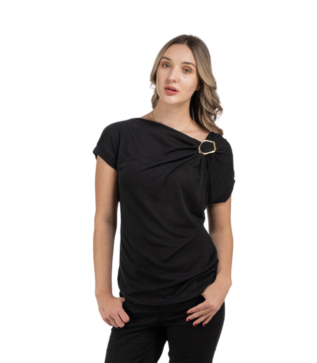 Gold buckle ribbed top