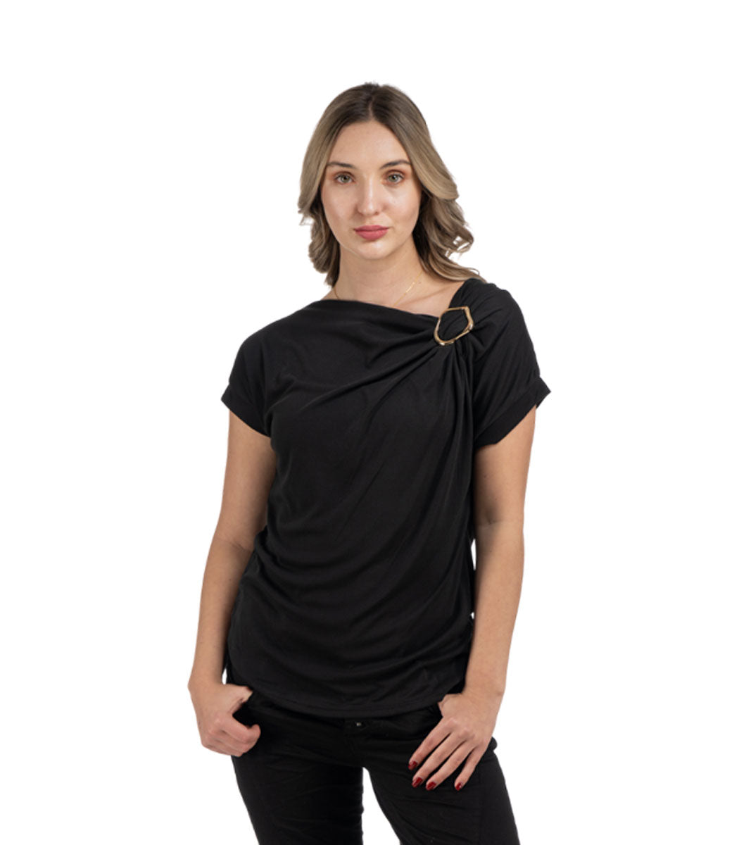 Gold buckle ribbed top