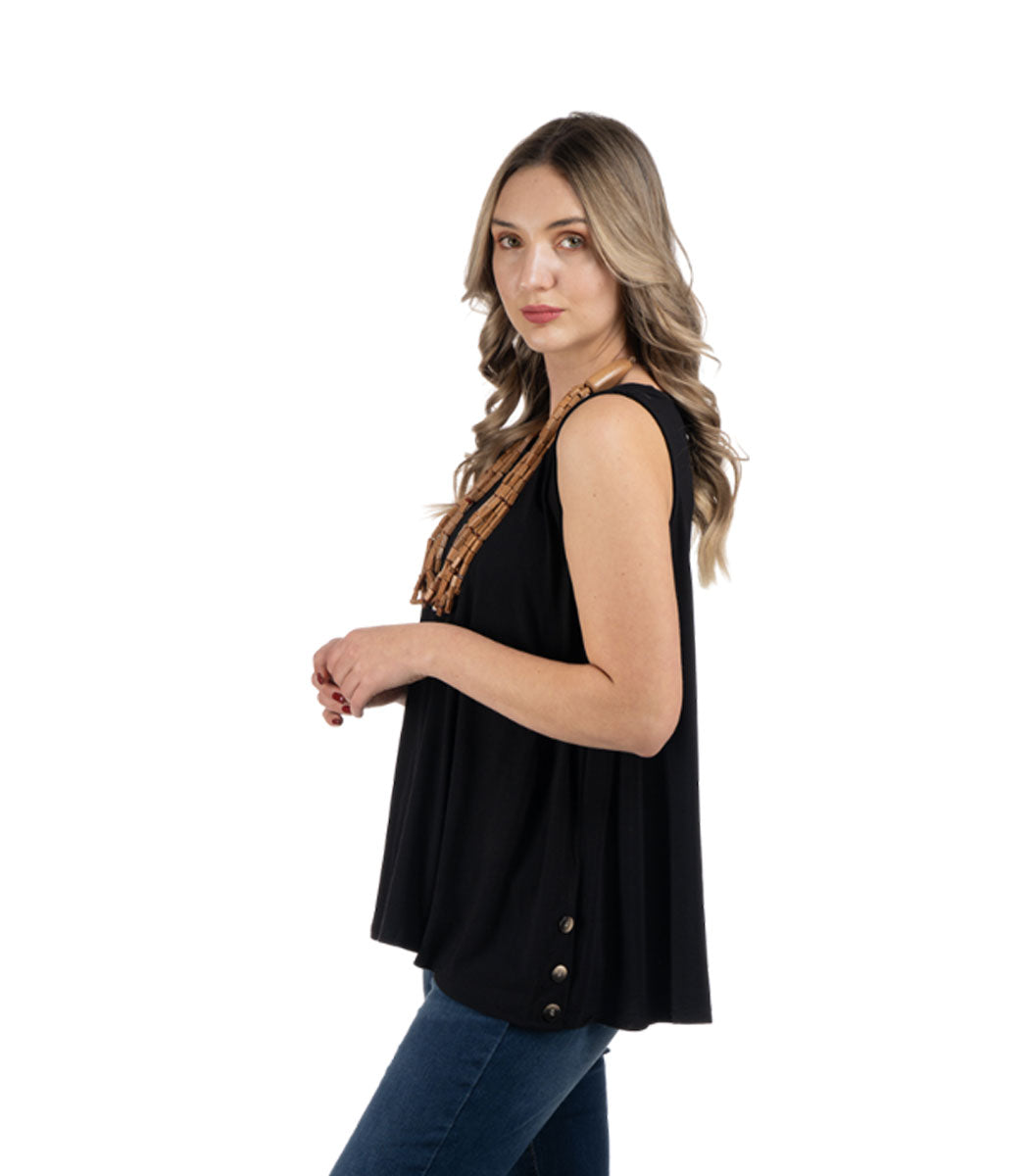 Button detail swing tank top