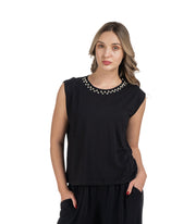 Pearl diamante detail boxy vest