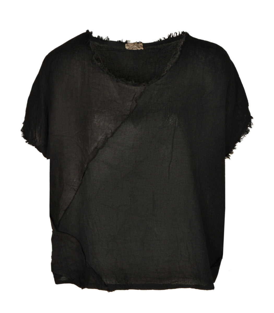 100% Linen raw-edge panel top