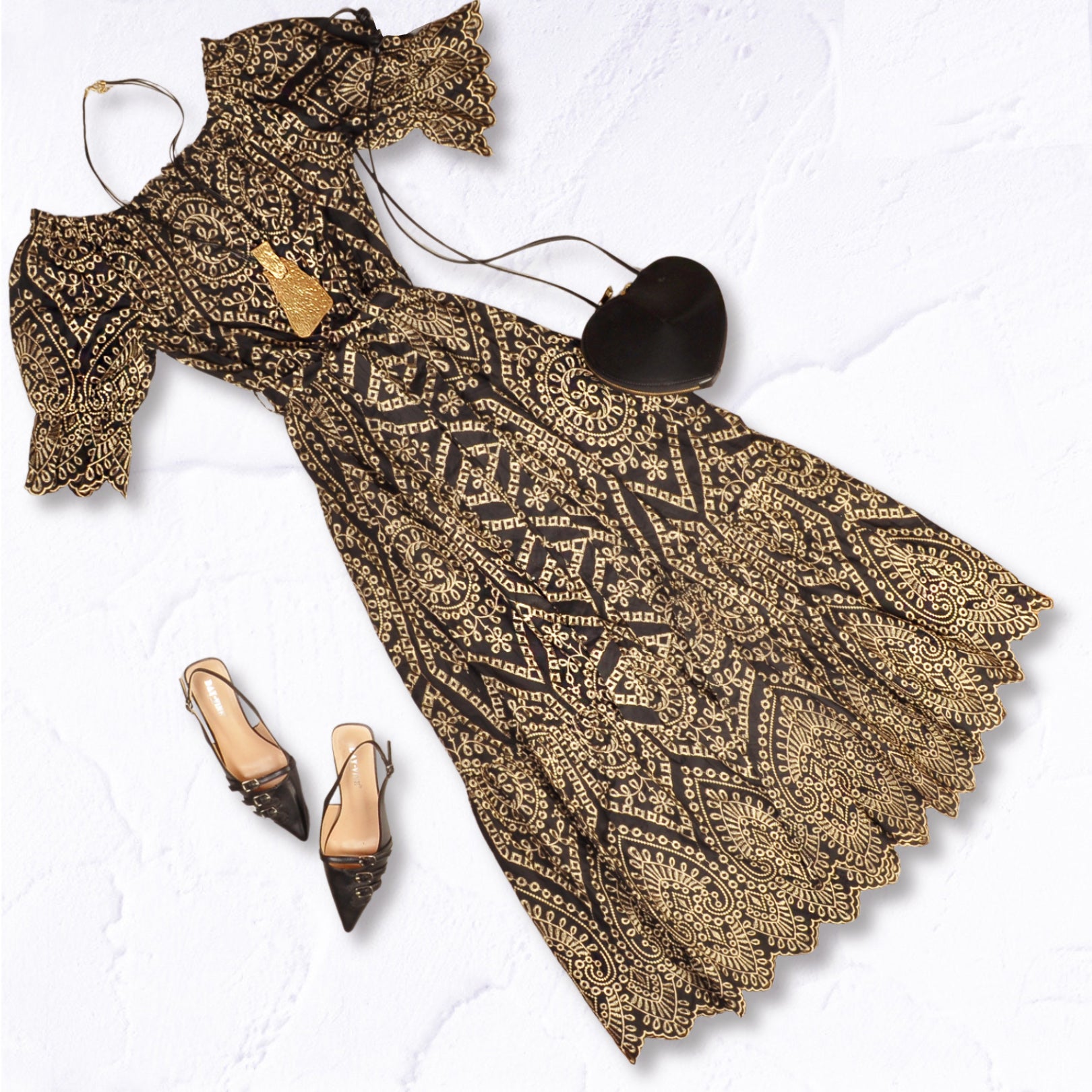 Cold shoulder embroidered anglaise dress