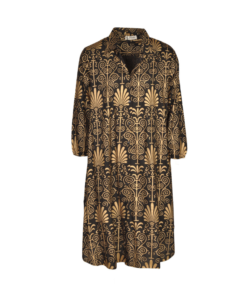 Heraldic fan print dress