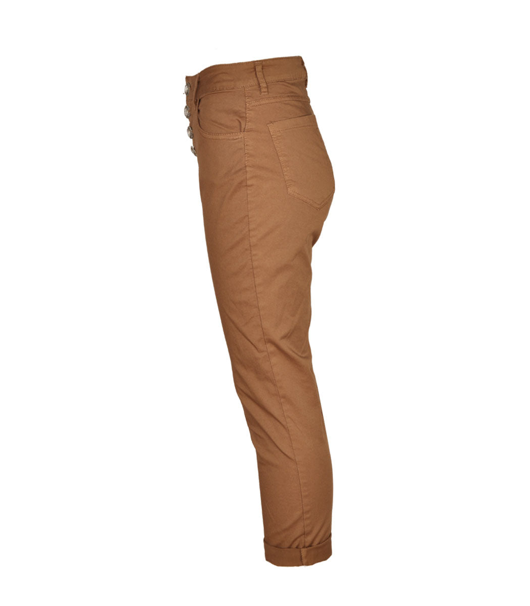 Diamante button capri pants