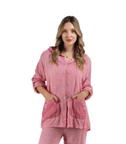 Basket weave hooded linen jacket