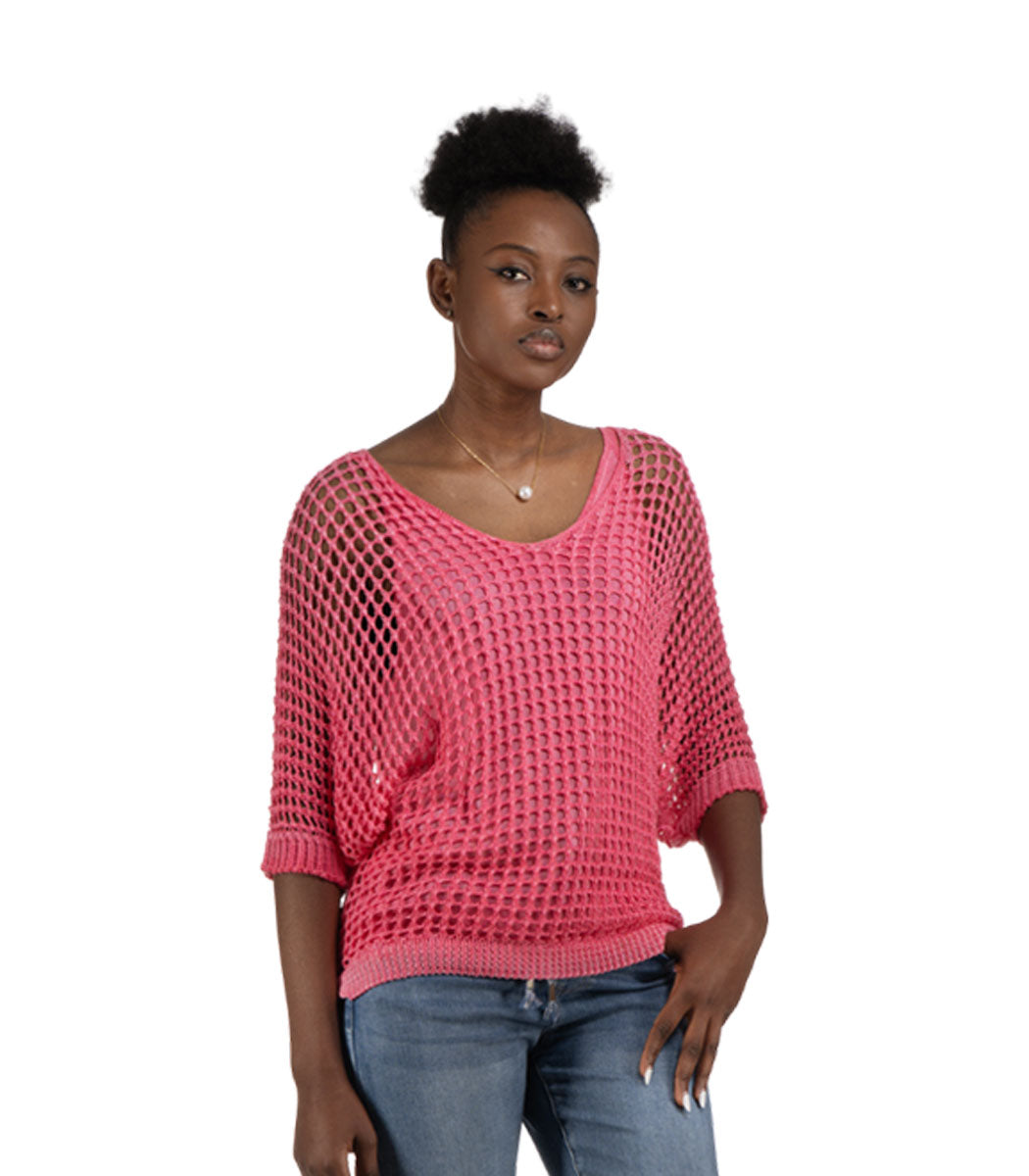 Overdyed holey knit top