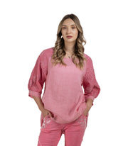 Embroidered cornelli linen top