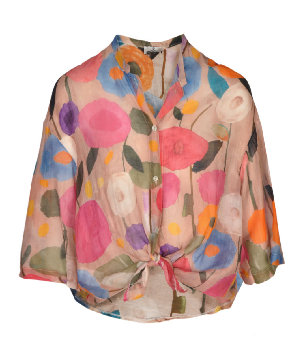 Painted poppy print shirt