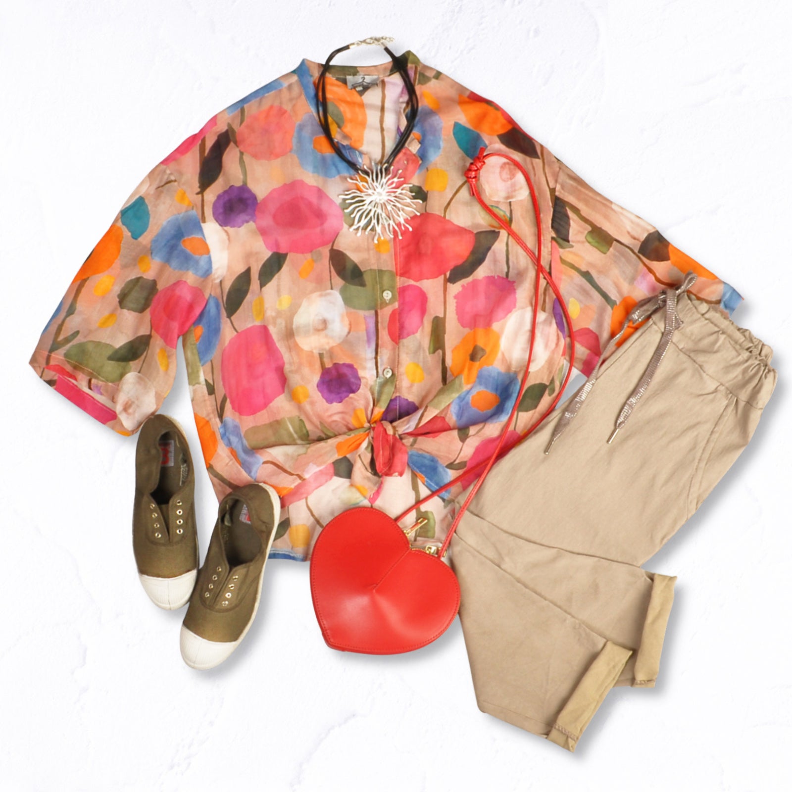 Painted poppy print shirt