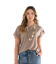 Lace trim sleeve t-shirt