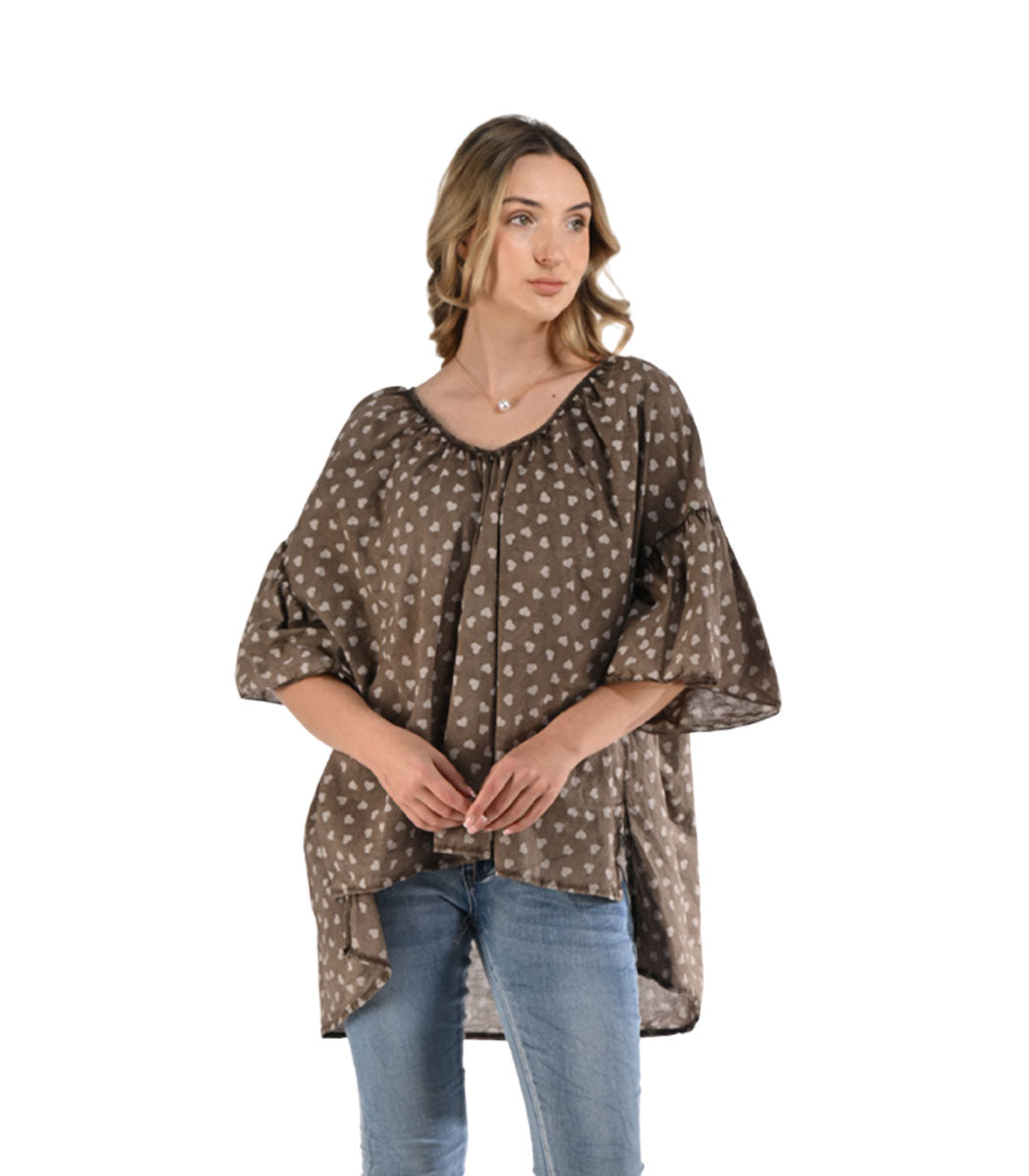 Multi heart print oversized top