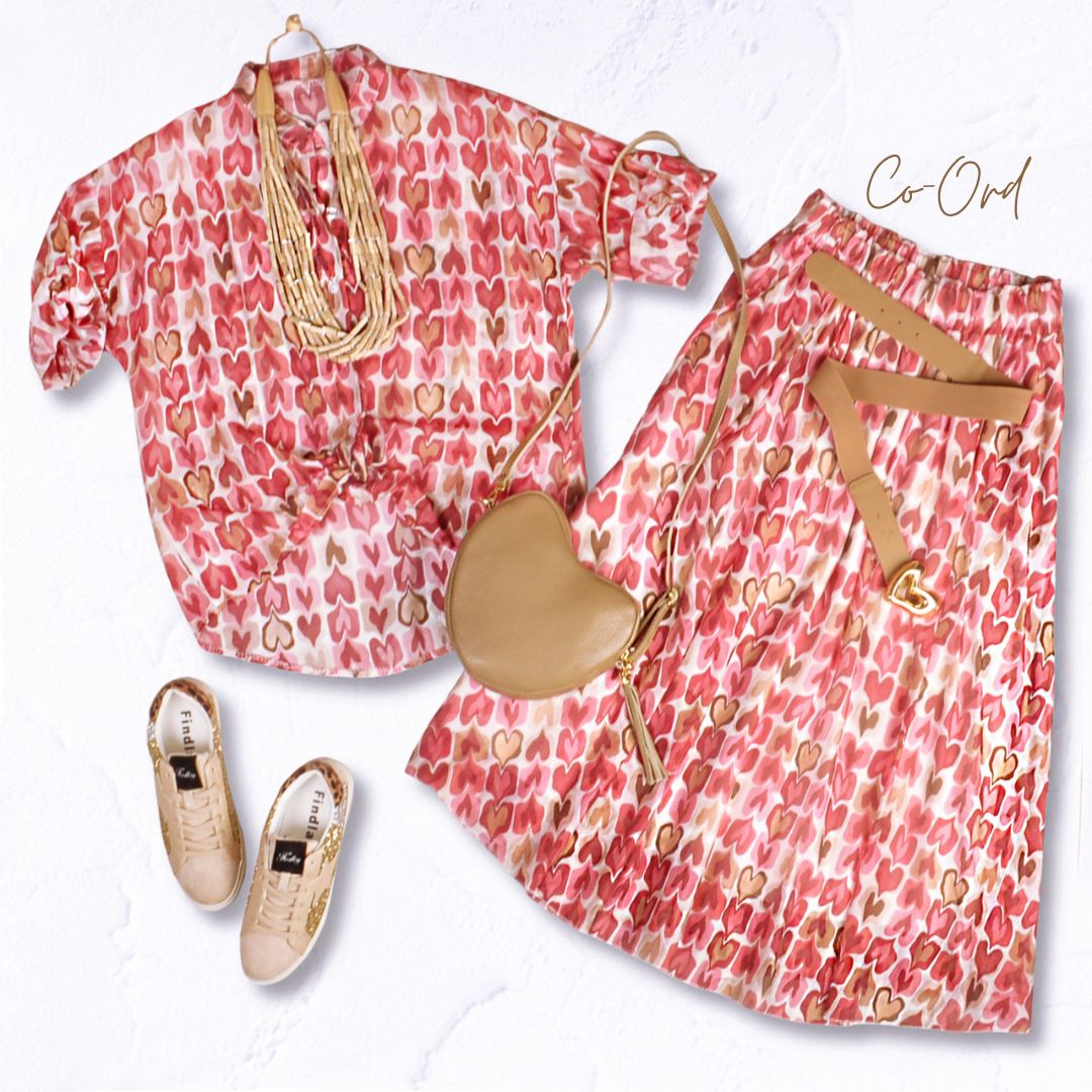 Multi heart print skirt