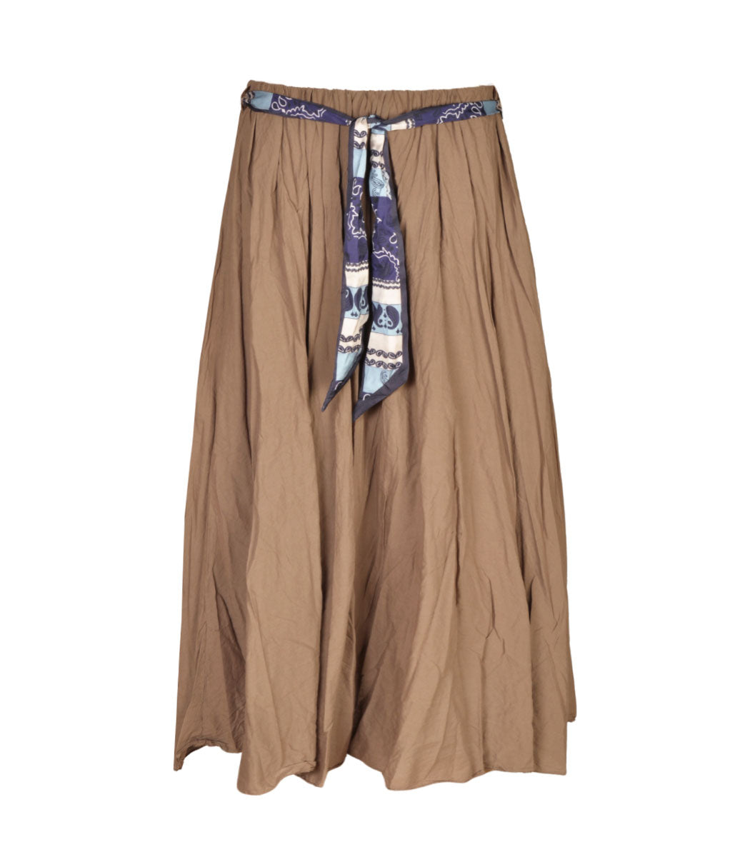 Pearl scarf belted crushed skirt