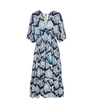 Damask print tassel kaftan dress