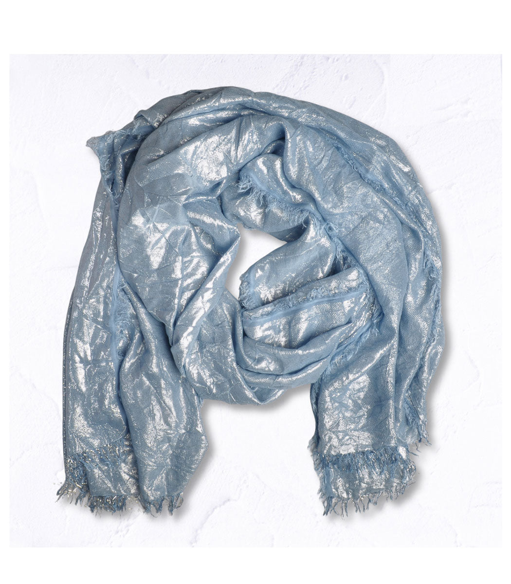 Raw-edge lurex shimmer scarf