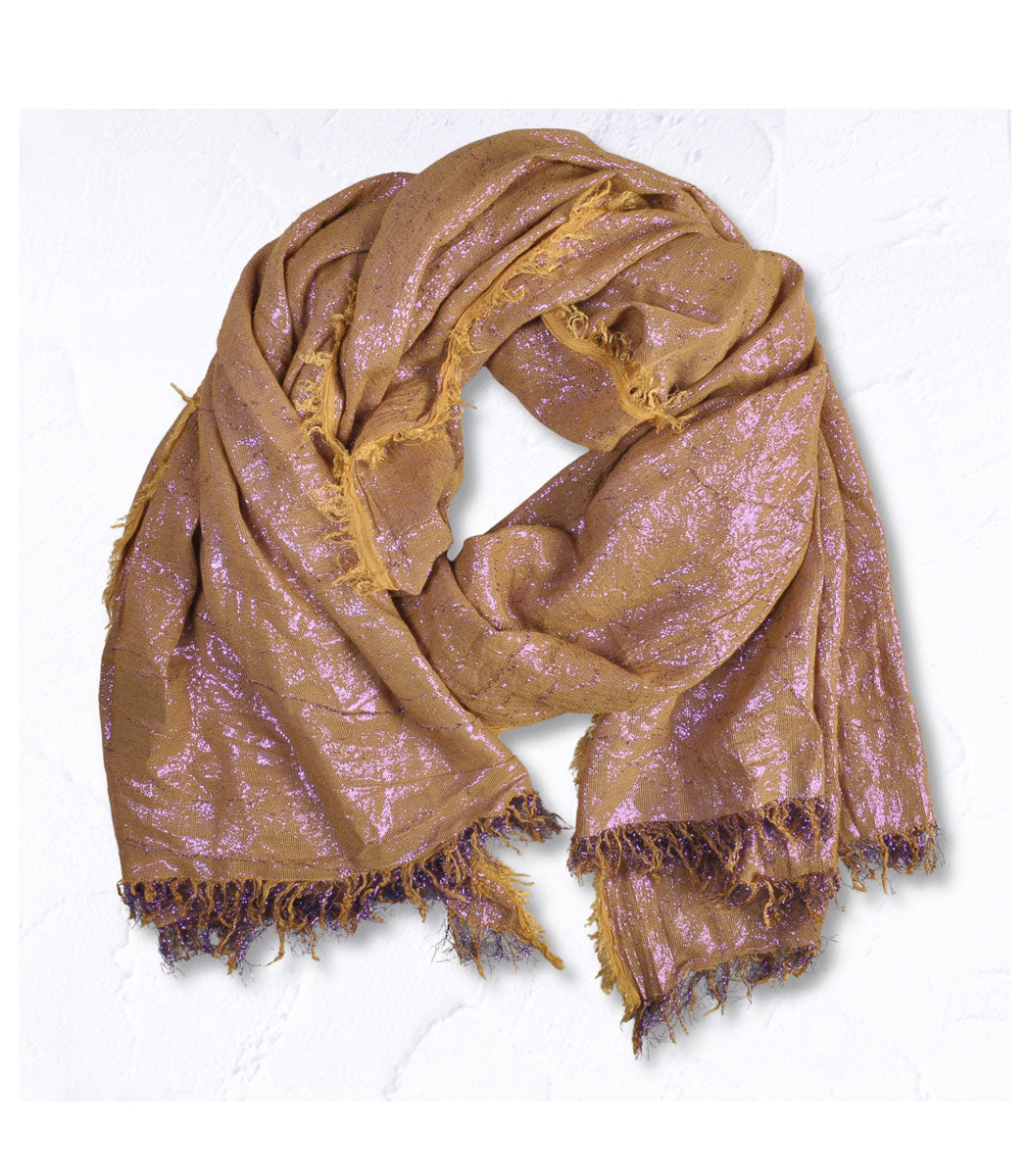 Raw-edge lurex shimmer scarf