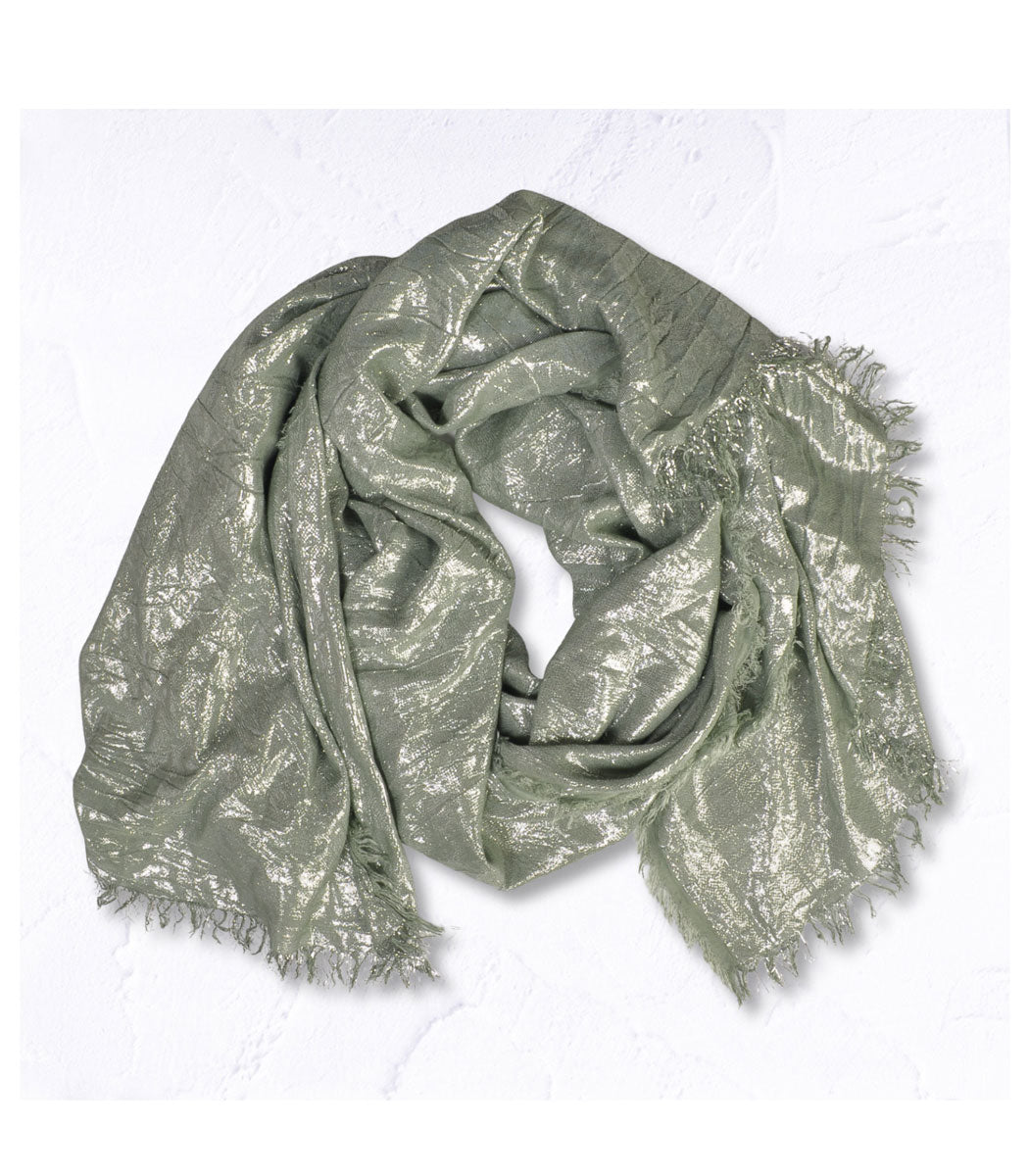 Raw-edge lurex shimmer scarf